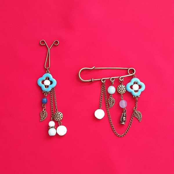 ست گیره روسری و سنجاق سینه زنانه مدل فیروزه کد 1064