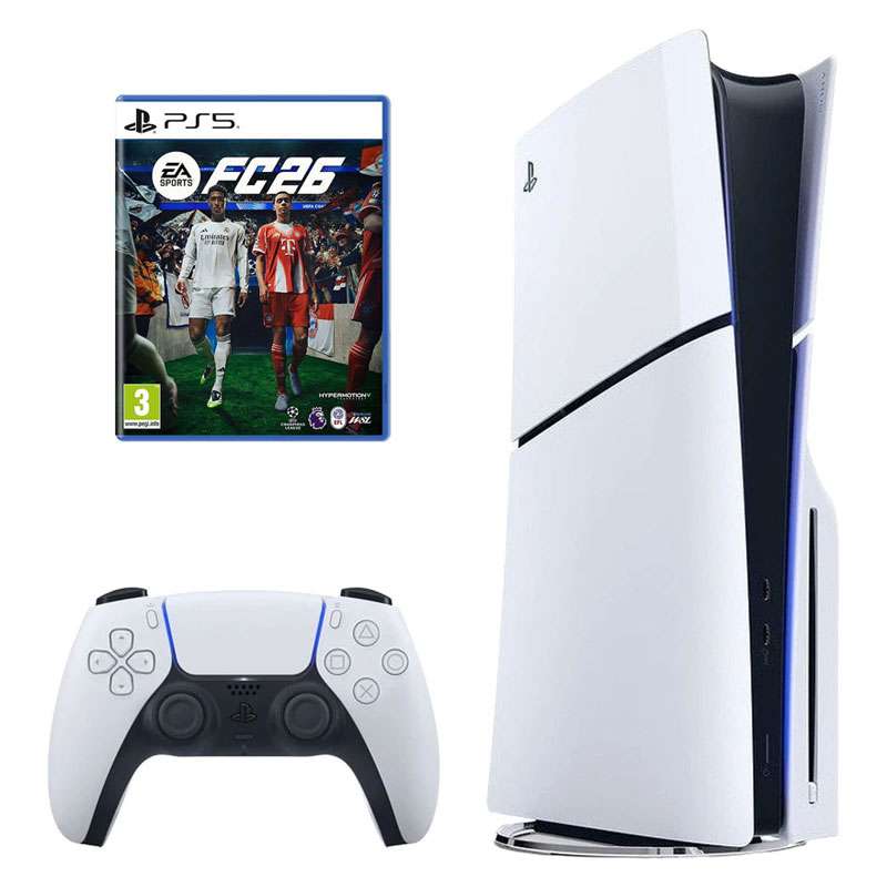 کنسول بازی سونی مدل PlayStation 5 Slim ریجن اروپا سری 2016A نسخه دیسک‌خور ظرفیت یک ترابایت به همراه بازی EA SPORTS FC 26