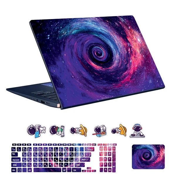 استیکر لپ تاپ توییجین و موییجین طرح Space  کد 197 مناسب برای لپ تاپ 15.6 اینچ به همراه برچسب حروف فارسی کیبورد