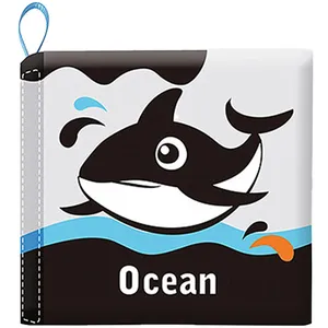 بازی آموزشی سمید مدل کتاب حمام پارچه ای سوت دار طرح آبزیان دریا