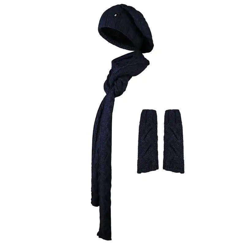 ست کلاه و شال گردن و دستکش بافتنی سام مدل داخل خز کد 442