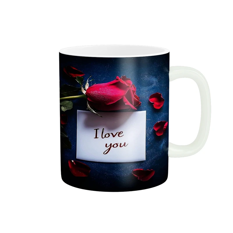 ماگ پاد آفرین مدل فانتزی طرح گل رز قلب عشق love عاشقانه کادو کد p12038