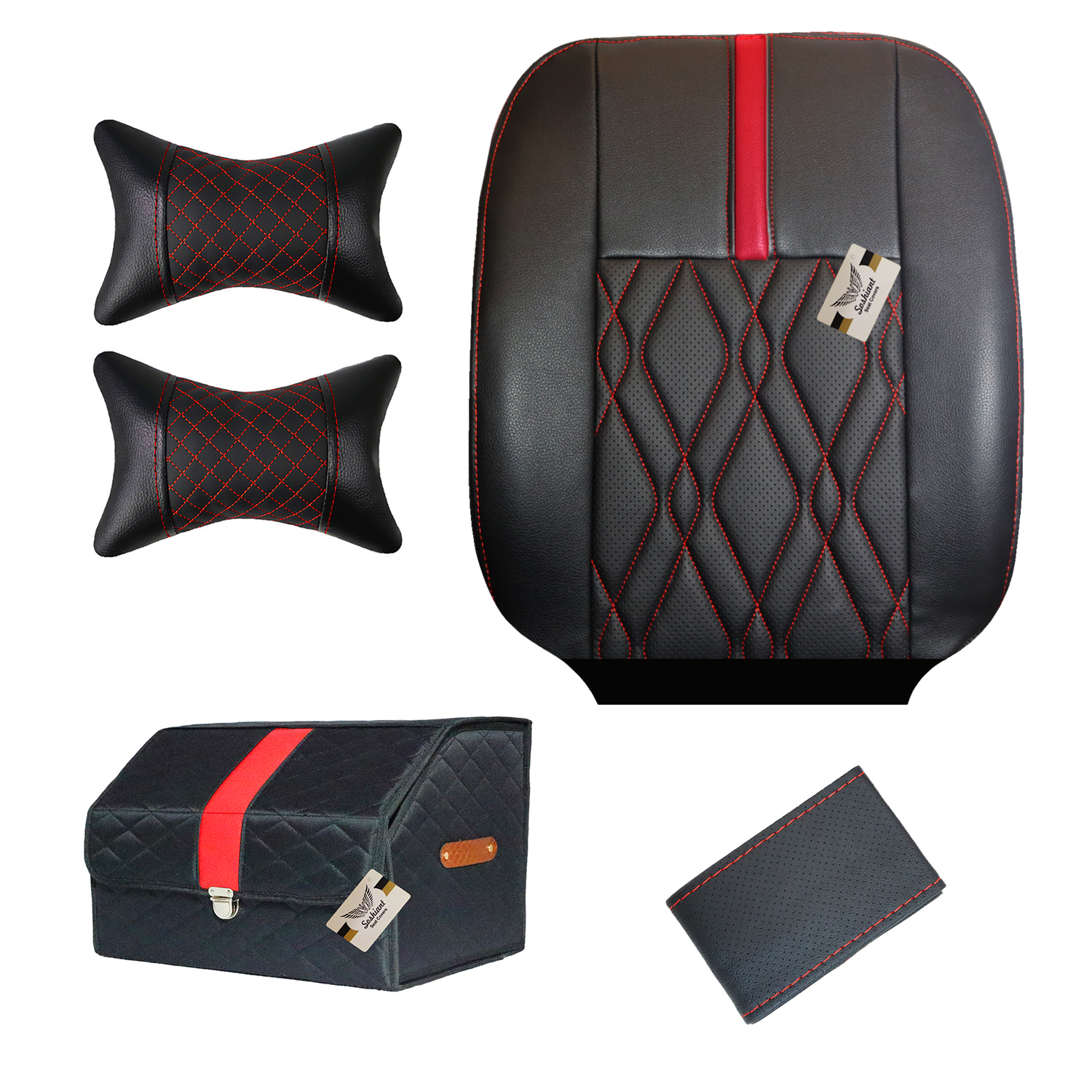 روکش صندلی خودرو سوشیانت مدل B_lity مناسب برای پژو 207 همراه پشت گردنی و جعبه و دور فرمان
