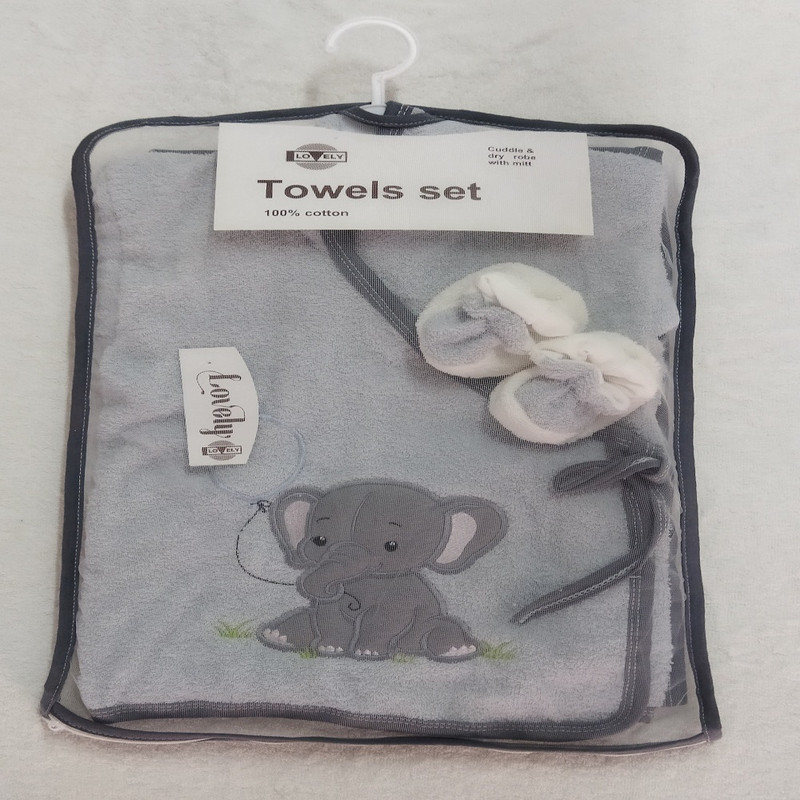 ست حوله نوزادی طرح فیل مجموعه 5 عددی