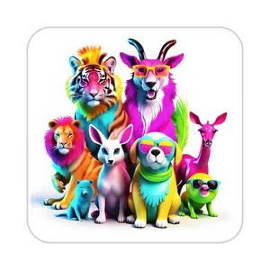 زیر لیوانی کاکتی طرح حیوانات رنگی مدل mp25233