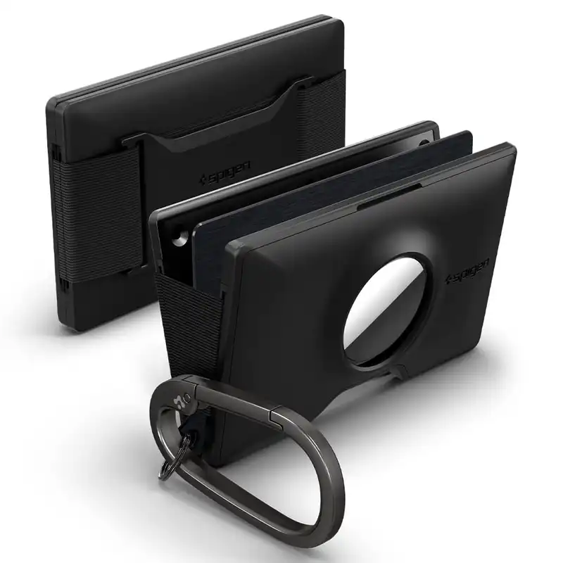 جاکارتی اسپیگن مدل Wallet S AirTag With Metal Plate and Carabiner