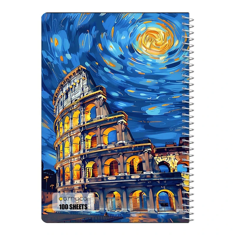 دفتر مشق 100 برگ سیمی کارنیکا طرح شب پرستاره فانتزی ون گوگ Fantasy Starry Night Van Gogh کد 15113