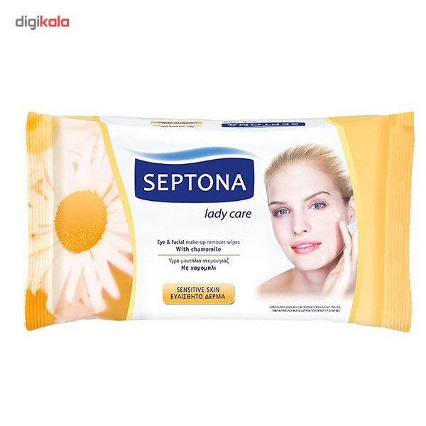 دستمال مرطوب سپتونا مدل Make Up با عصاره بابونه - بسته 20 عددی