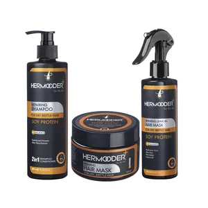 شامپو مو هرمودر مدل Soy Protein مناسب برای موهای خشک و آسیب دیده حجم 400 میلی لیتر به همراه ماسک مو مدل Soy Protein حجم 250 میلی لیتر و ماسک مو مدل Soy Protein حجم 300 میلی لیتر
