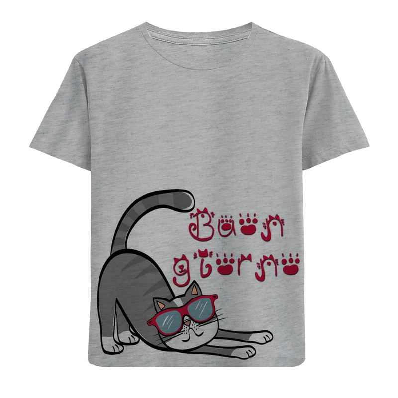 تی شرت پسرانه مدل کوتاه گربه عینکی F344