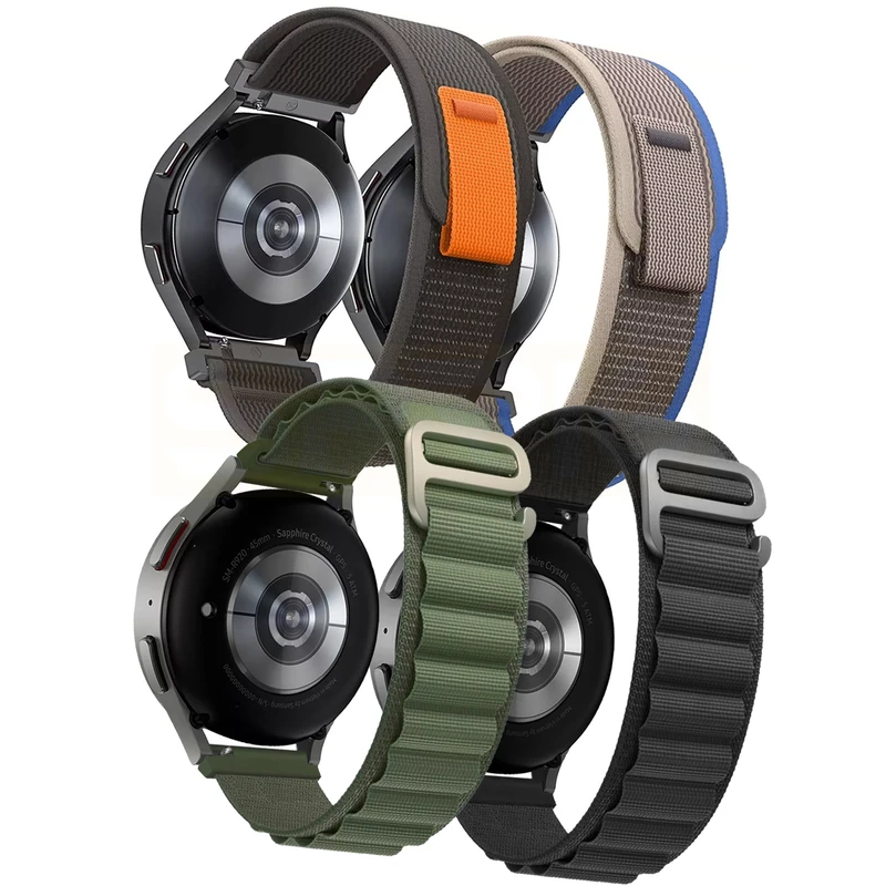 بند اسپریگ مدل Eco-Alpine-Trail مناسب برای ساعت هوشمند سامسونگ Galaxy Watch 4/5/6/7/FE سایز 40/43/44/46/47 میلی متری مجموعه 4 عددی