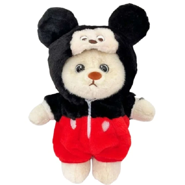 عروسک طرح خرس دو چهره مدل تن پوش میکی موس ارتفاع 32 سانتی‌متر