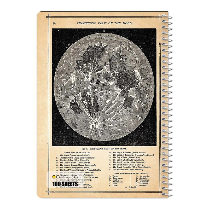 دفتر شطرنجی 100 برگ سیمی کارنیکا طرح روزنامه وینتج ماه Vintage Newspaper Moon کد 26600