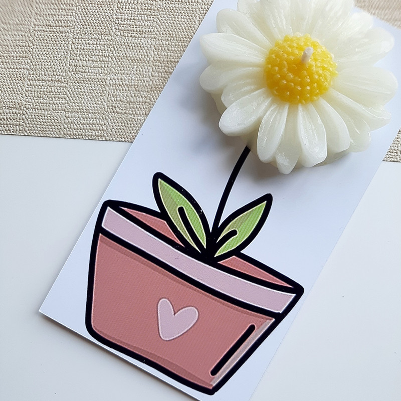 شمع مدل بابونه طرح کارتی مجموعه ۸ عددی