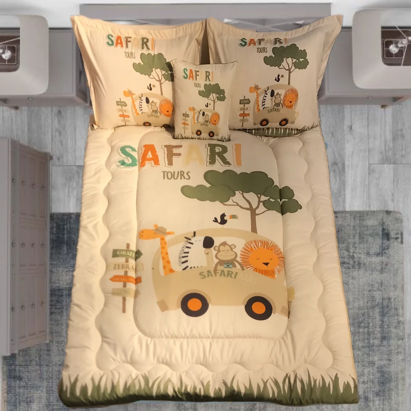 سرویس خواب مدل حیوانات بازیگوش کد SAFARI یک نفره 5 تکه