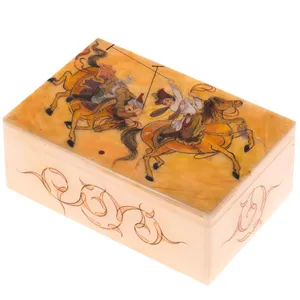 جعبه سنگ مرمر اثر بابایی طرح چوگان سایز 15 × 10 سانتی متر