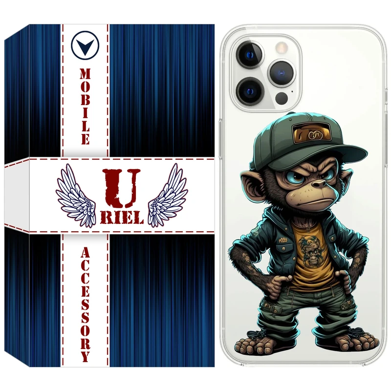 کاور ژله ای یوریل قاب مدل Clear کد 37 طرح Monkey مناسب برای گوشی موبایل اپل iPhone 12 Pro