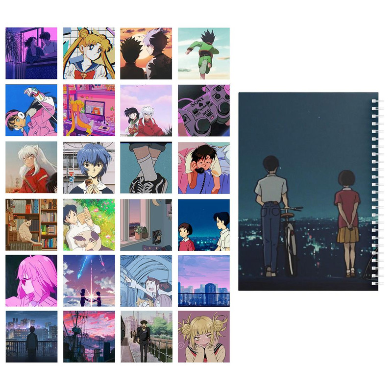 دفتر نقاشی باژیکان طرح انیمه پنتون 90s کد 20100983 به همراه فتوکارت مجموعه 24 عددی