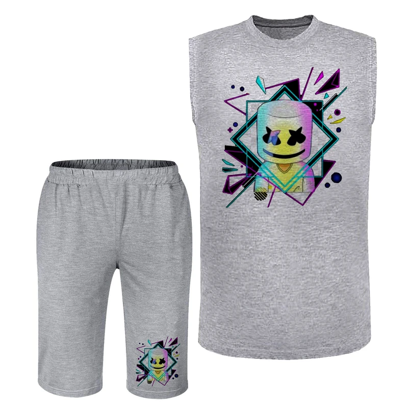 ست تاپ و شلوارک مردانه مدل مارشملو N501