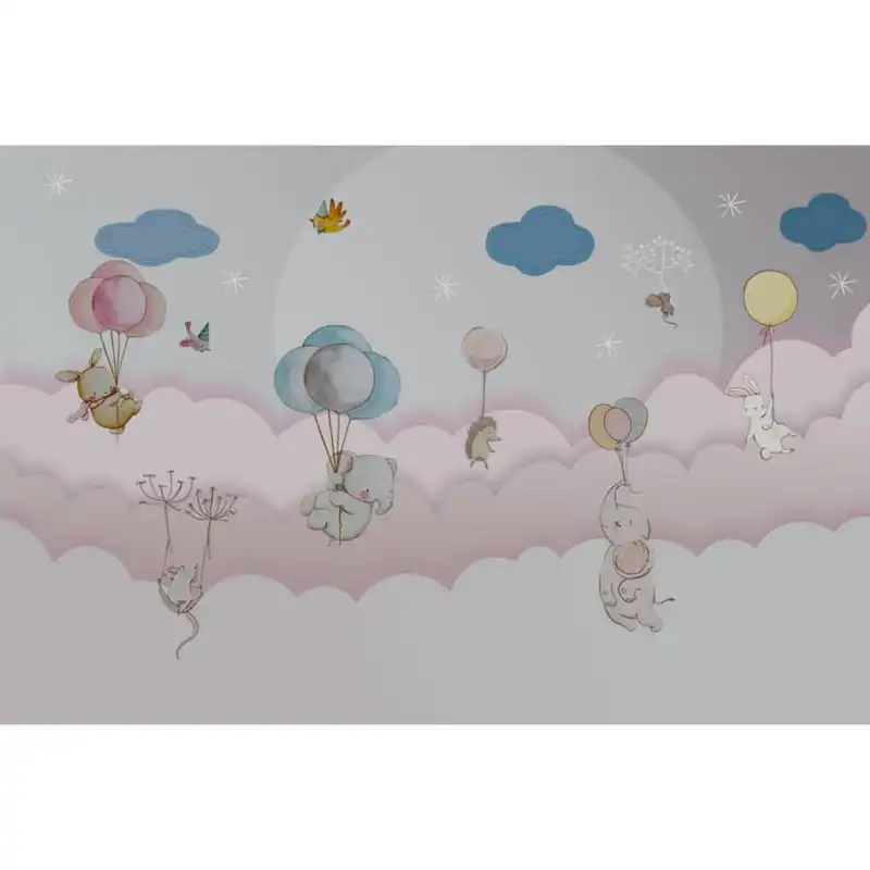 پوستر دیواری اتاق کودک مدل داراتیو طرح پرواز حیوانات مدل drv1071