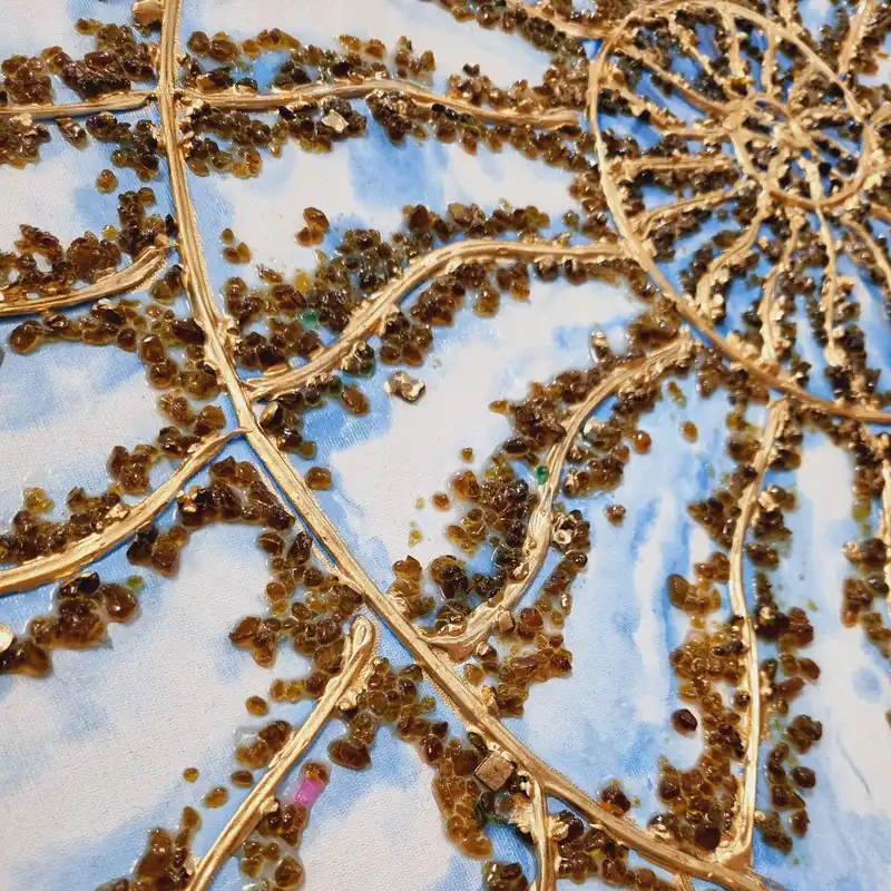 تابلو نقاشی ورق طلا طرح صدف و دریا