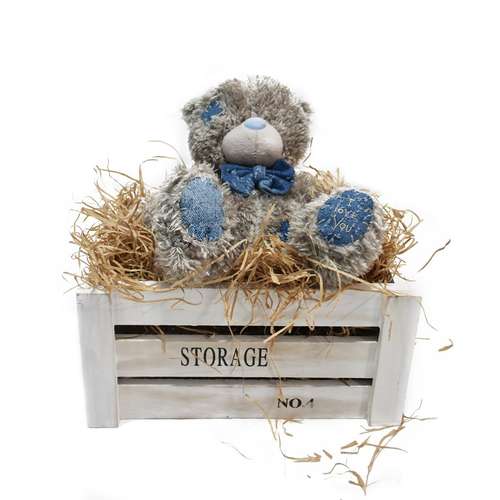 ست کادویی هیدی طرح خرس طوسی متیو پسر مدل PS18 به همراه جعبه چوبی