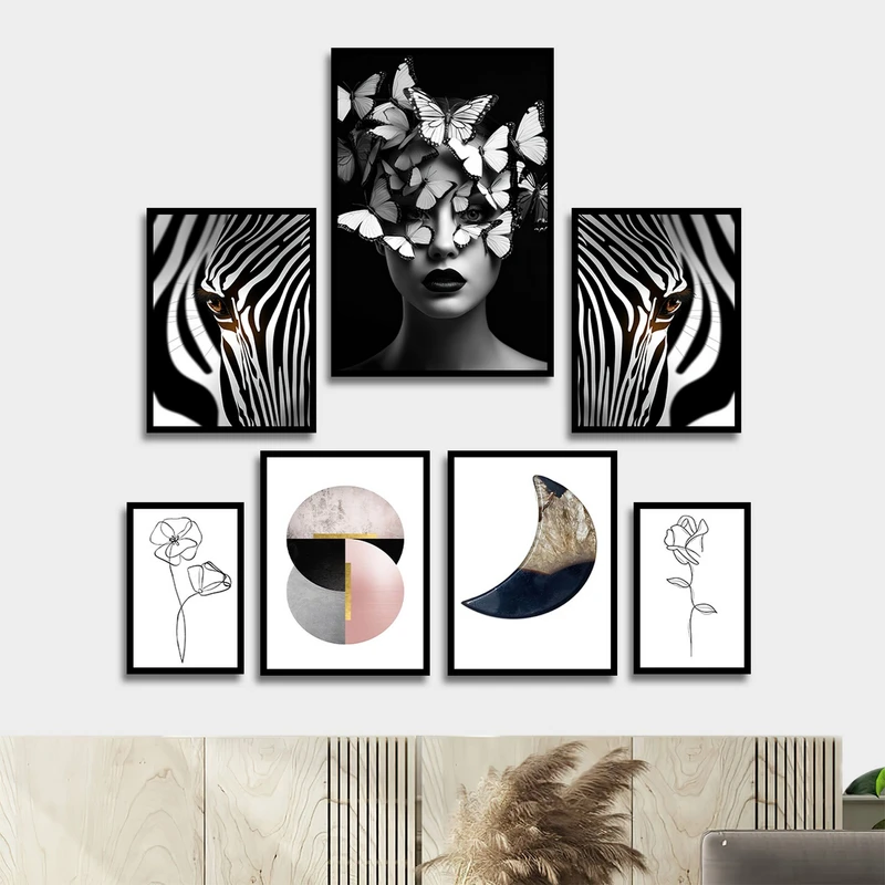 تابلو بکلیت طرح نقاشی مدرن مینیمال مدل شاین اکلیلی B-1778 مجموعه 7عددی