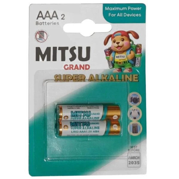 باتری نیم قلمی میتسو مدل سوپر الکالاین بسته ۲ عددی