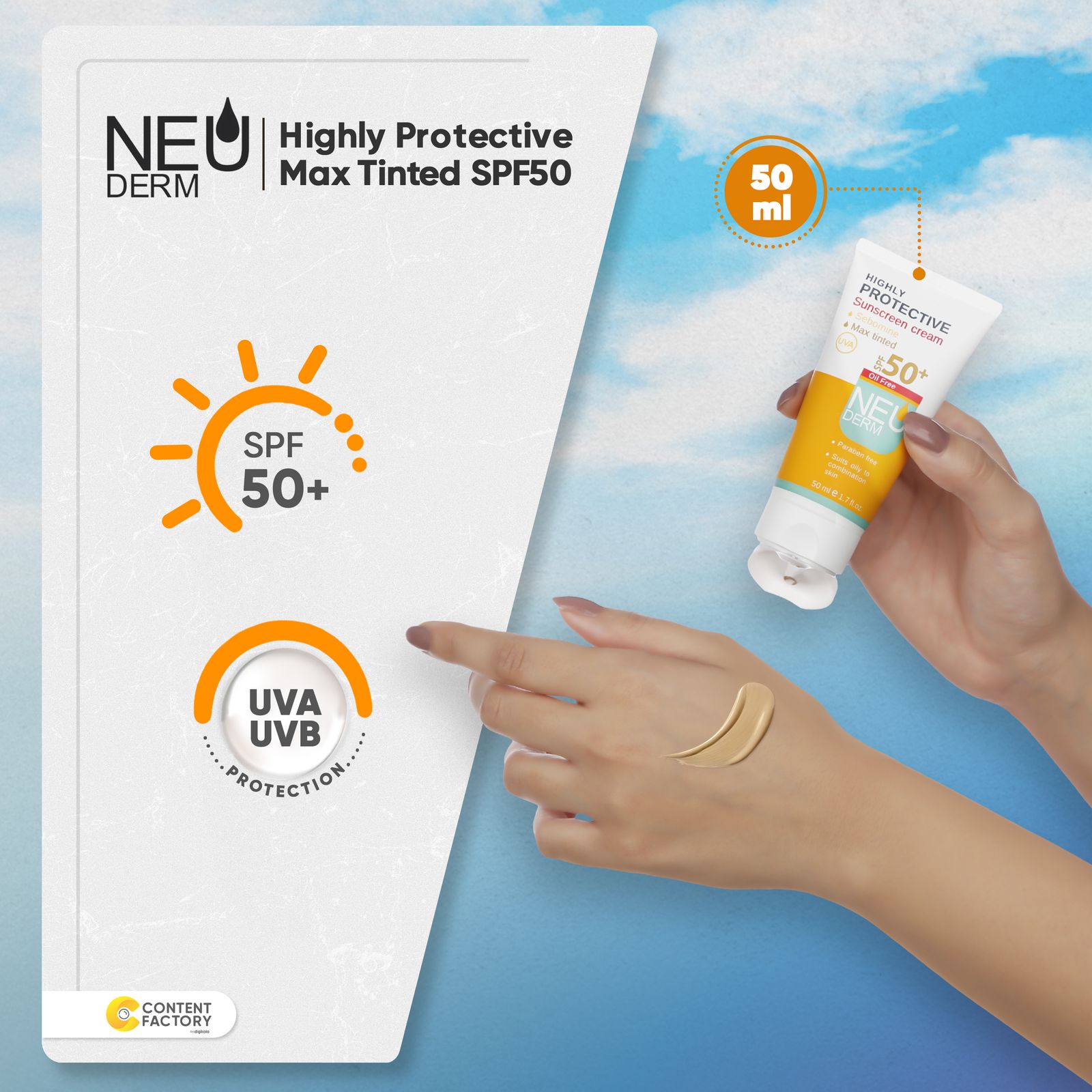 کرم ضد آفتاب رنگی نئودرم مدل Highly Protective Max Tinted SPF50 مناسب پوست های مختلط حجم 50 میلی لیتر -  - 10