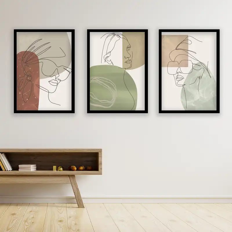 تابلو مدل مینیمال دکوراتیو کد LA-G3089 مجموعه 3 عددی