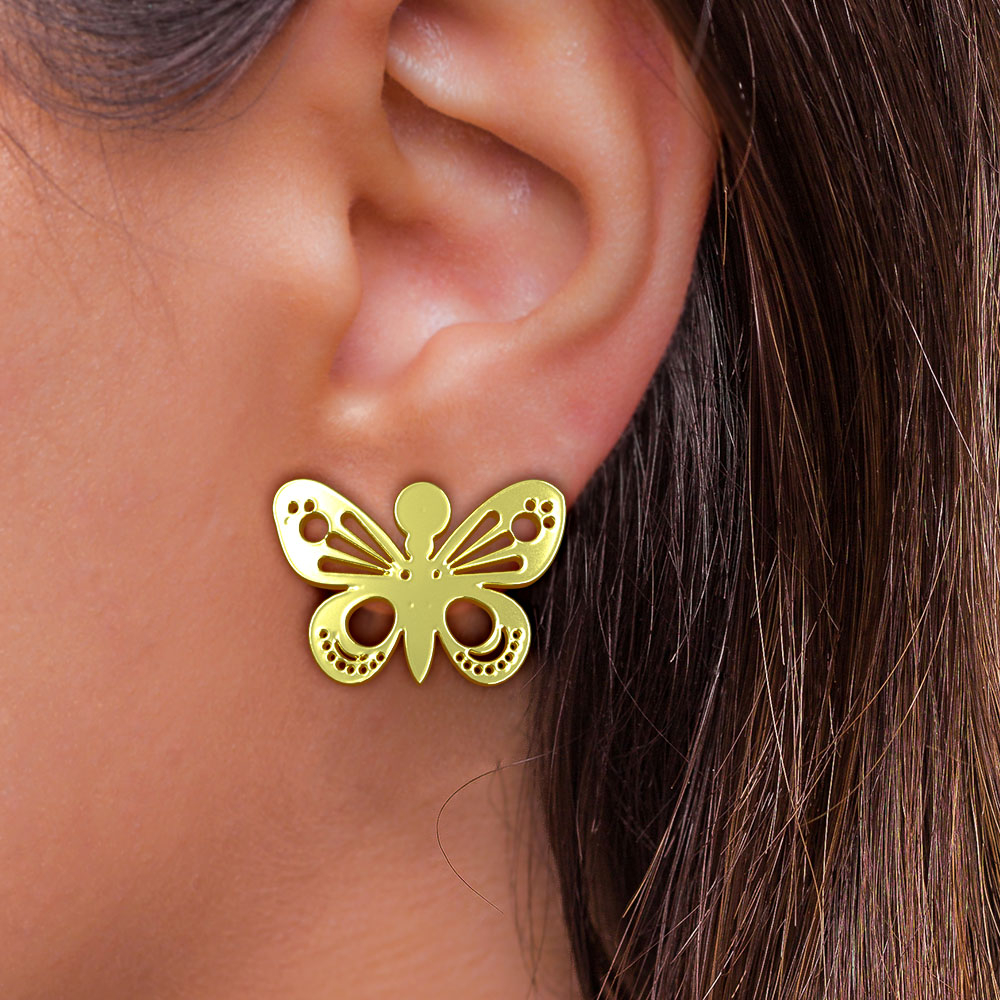 گوشواره طلا 18 عیار زنانه مدوپد مدل پروانه کد GA1-10488