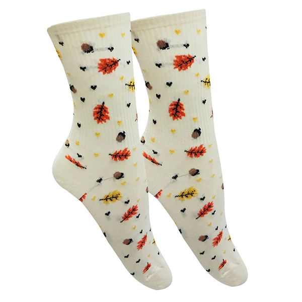 جوراب ساق بلند دخترانه تن پوش هنگامه مدل کش اسپرت برگ پاییزی کد G4