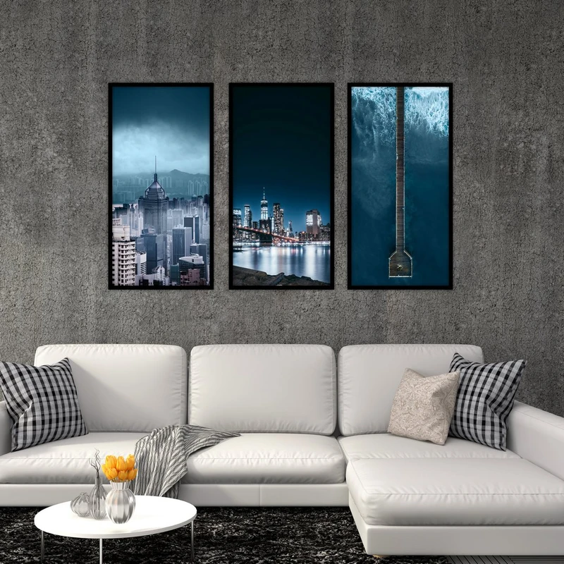 تابلو بکلیت طرح منظره شهری مدرن مدل B-513 مجموعه 3 عددی