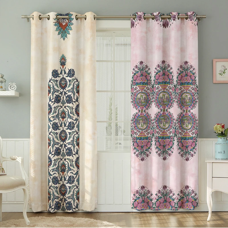 پرده نیروانا طرح سنتی  مدل مخمل کد 4904 سایز 140×280 سانتی متر