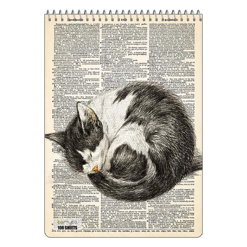 دفتر شطرنجی 100 برگ کارنیکا طرح روزنامه وینتج حیوانات Vintage Newspaper Animals کد 23205