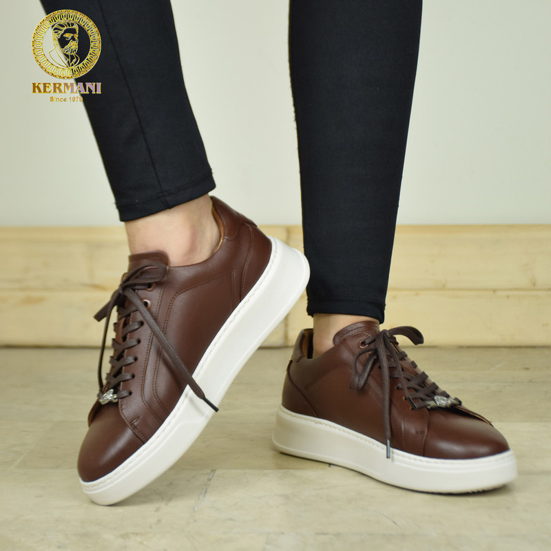 کفش روزمره زنانه کرمانی مدل چرم دستدوز طبیعی کد 42001z رنگ قهوه ای