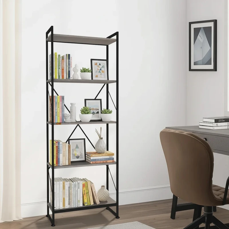 کتابخانه پنج طبقه دیزم مدل مونتاژی LIB_60×180_GR