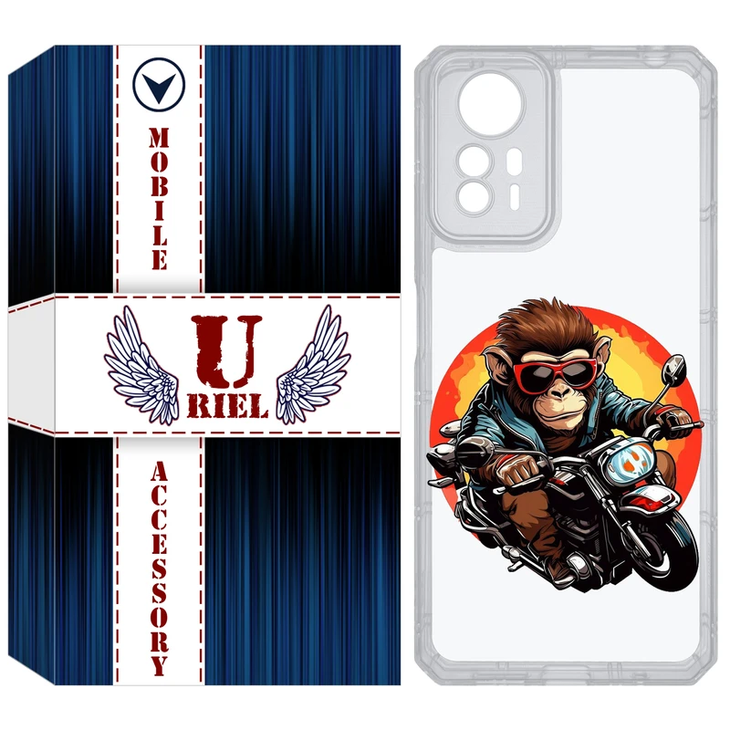 کاور یوریل مدل Clear کد 32 طرح میمون موتورسوار مناسب برای گوشی موبایل شیائومی Redmi Note 12S