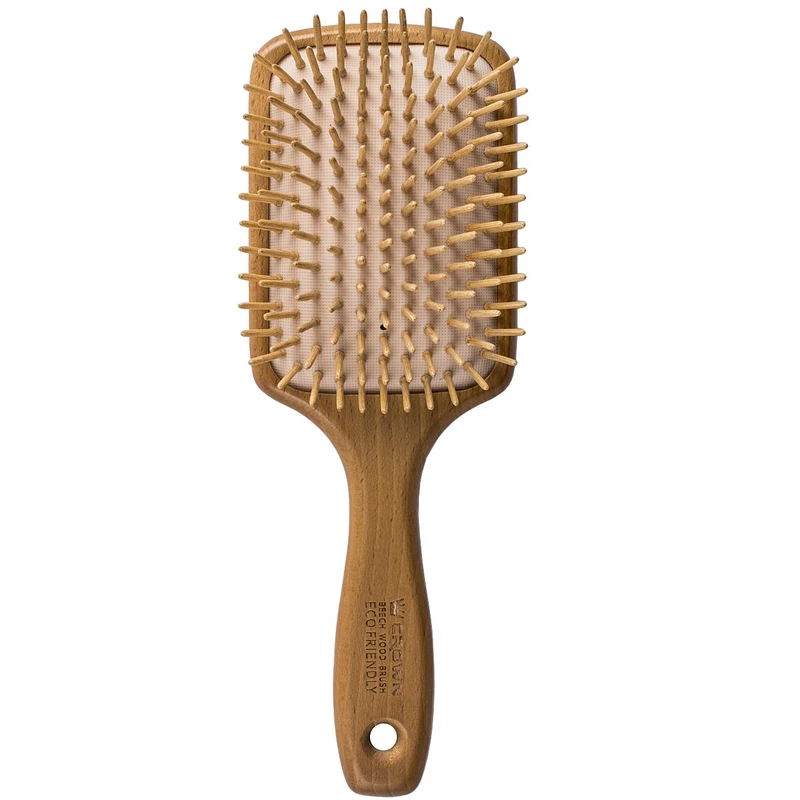 برس مو کراون مدل چوبی چهارگوش با بدنه چوبی BEECHWOOD S کد 31