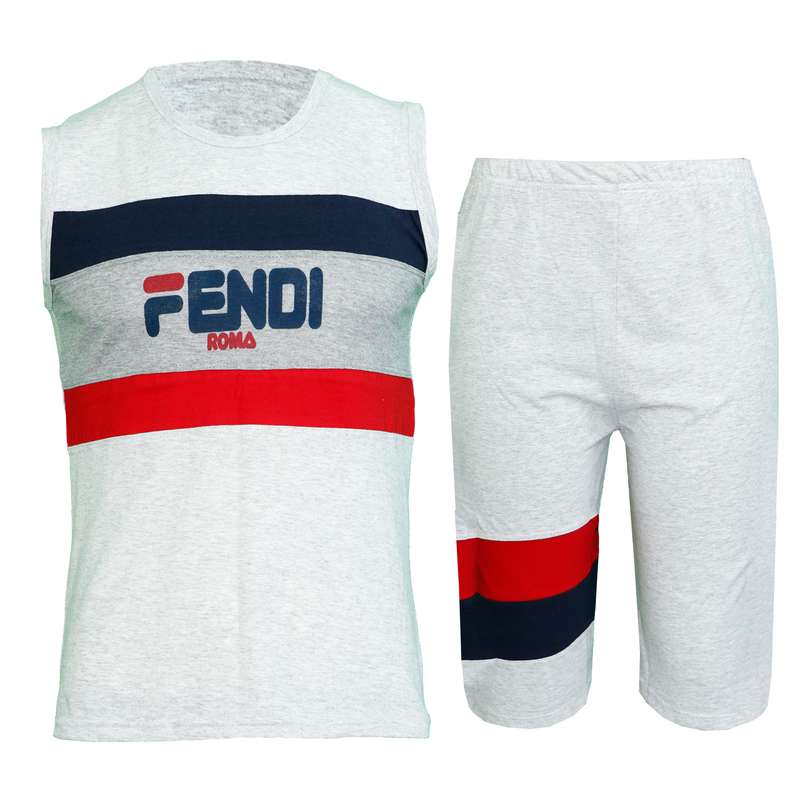 ست تاپ و شلوارک مردانه مدل FD رنگ طوسی 