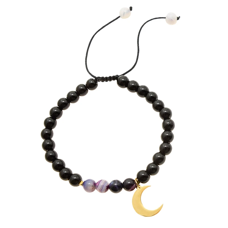 دستبند زنانه دلنار گالری مدل سنگ عقیق و ماه