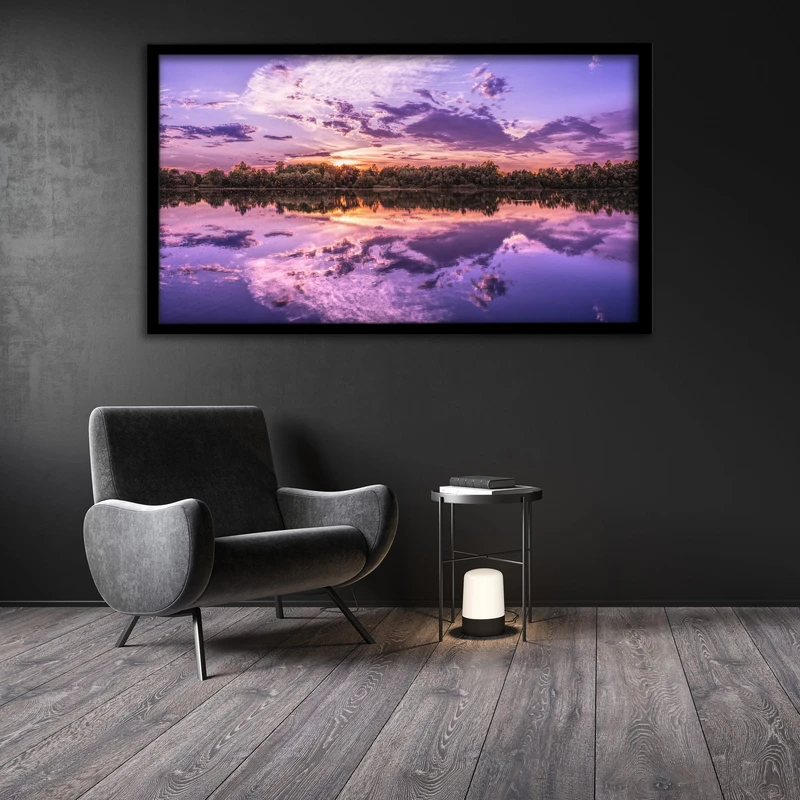 تابلو نوری بکلیت طرح غروب دریاچه مدل لایت باکسی BACKLIT-B16