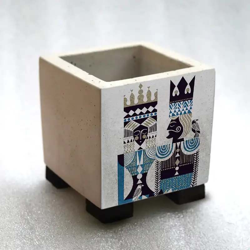 گلدان بتنی مدل king & queen