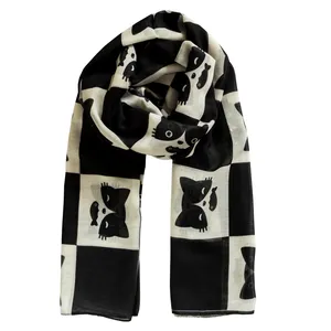 شال زنانه هاماگراف طرح گربه