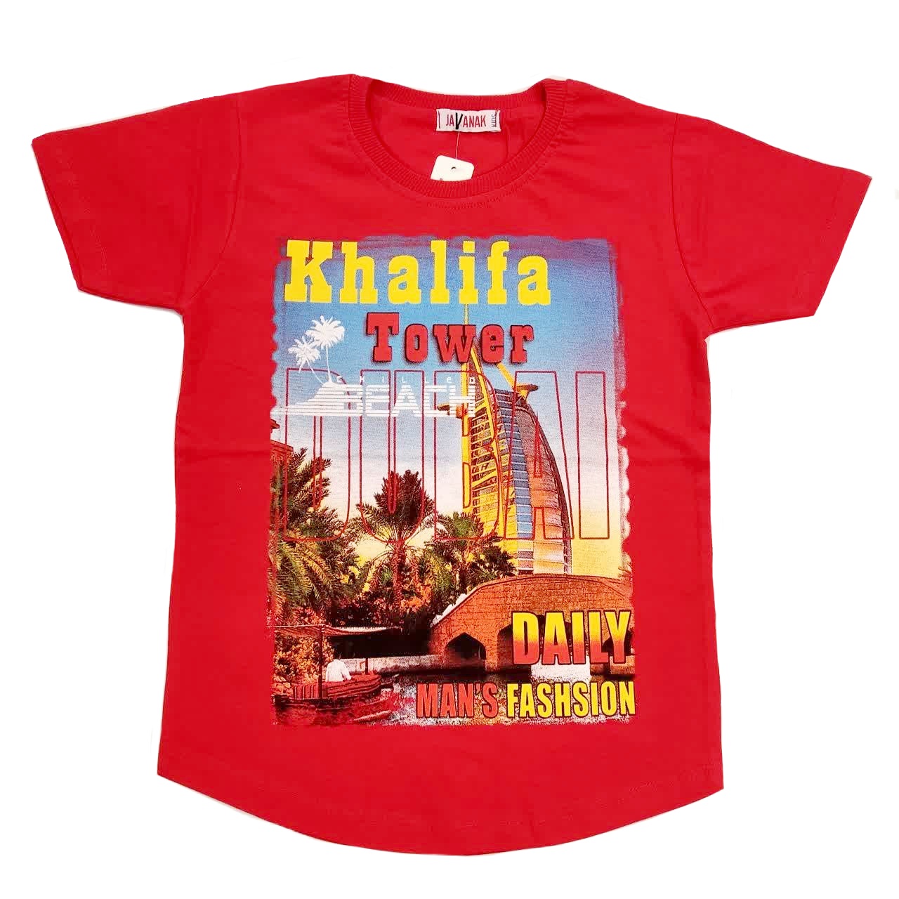 تی شرت آستین کوتاه پسرانه جوانک مدل برج خلیفه کد 5065