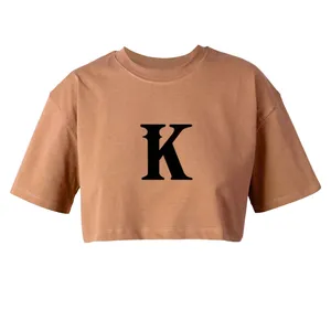 کراپ‌تاپ آستین کوتاه زنانه مدل حرف K کد L229 K