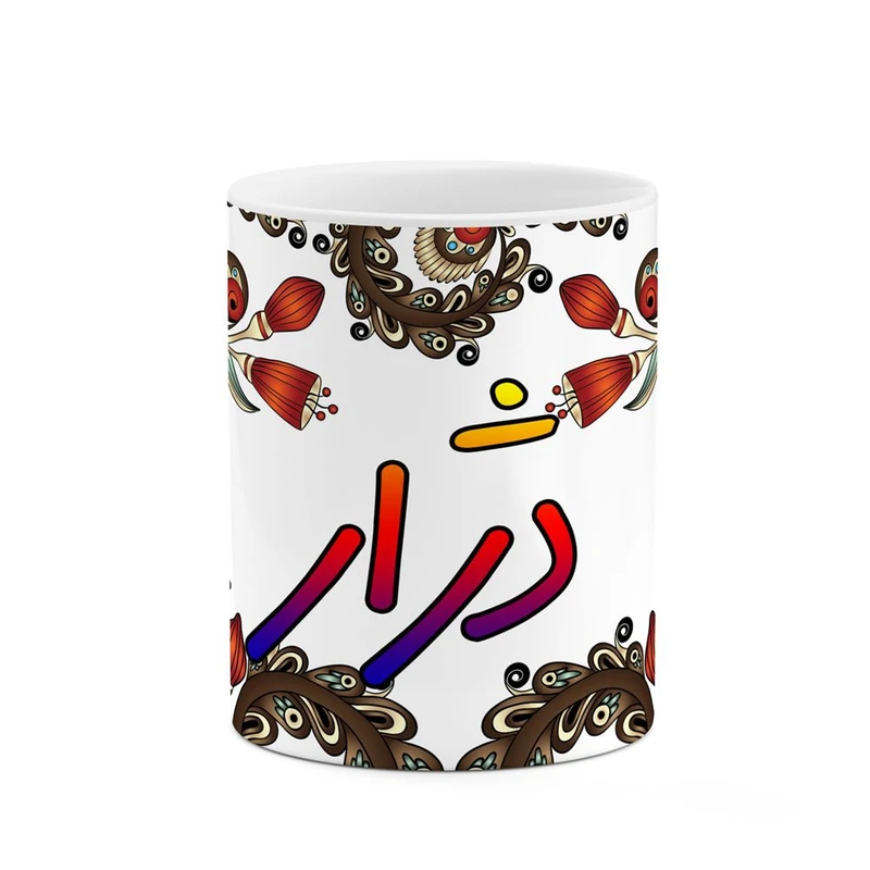 ماگ کاکتی مدل اسم دژار طرح سنتی گل و بته کد mgh44989