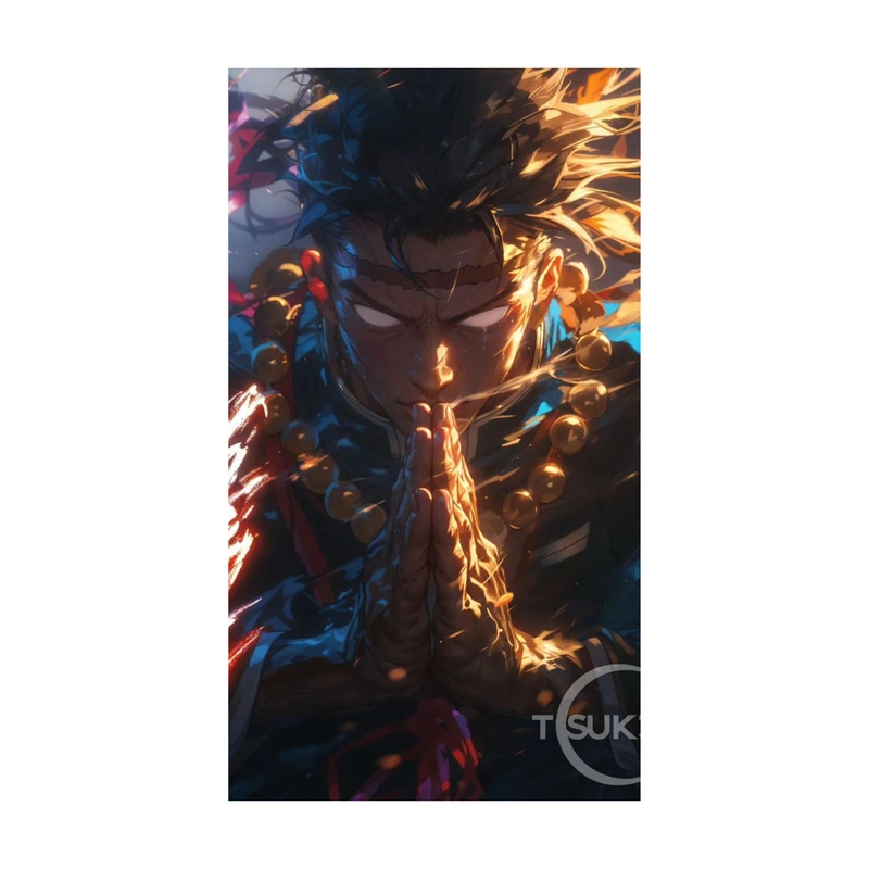 استیکر لپ تاپ و موبایل مدل انیمه طرح شیطان کش گیومی هیمجیما demon slayer Gyomei Himejima کد 834