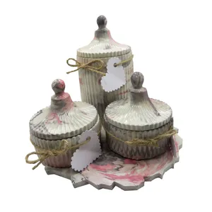 بانکه مدل سنگی کد 266 بسته 3 عددی به همراه سینی