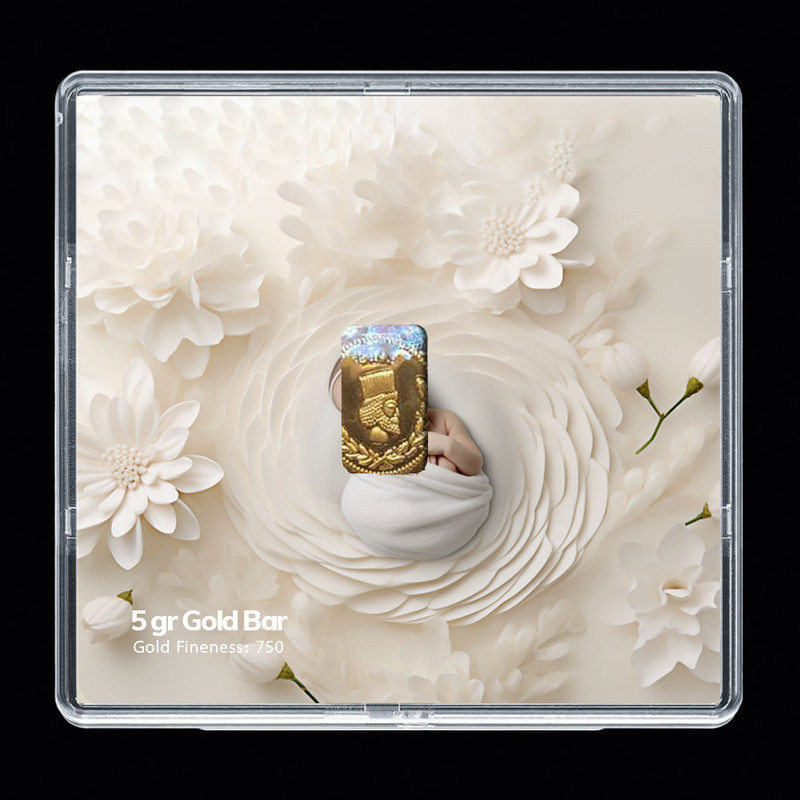 شمش طلا 18 عیار مدوپد مدل نوزاد کد SG-10235